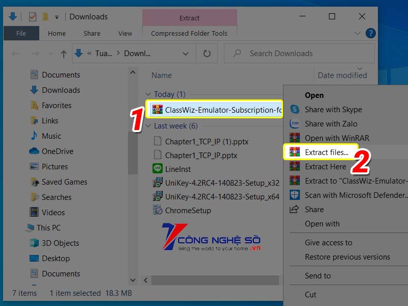 Chọn Extract Files