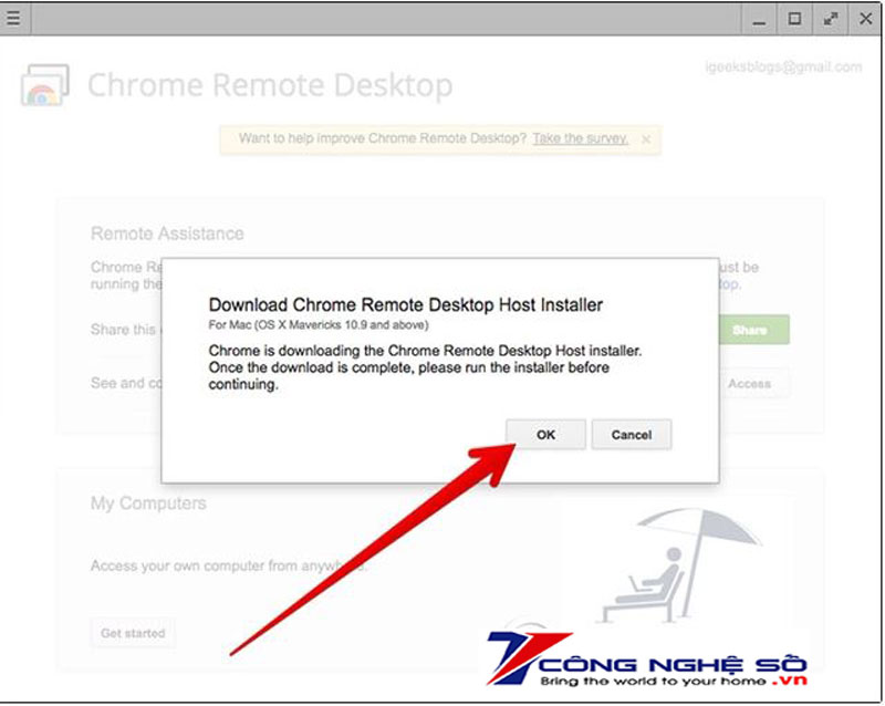 Tải Chrome Remote Desktop Host Installer